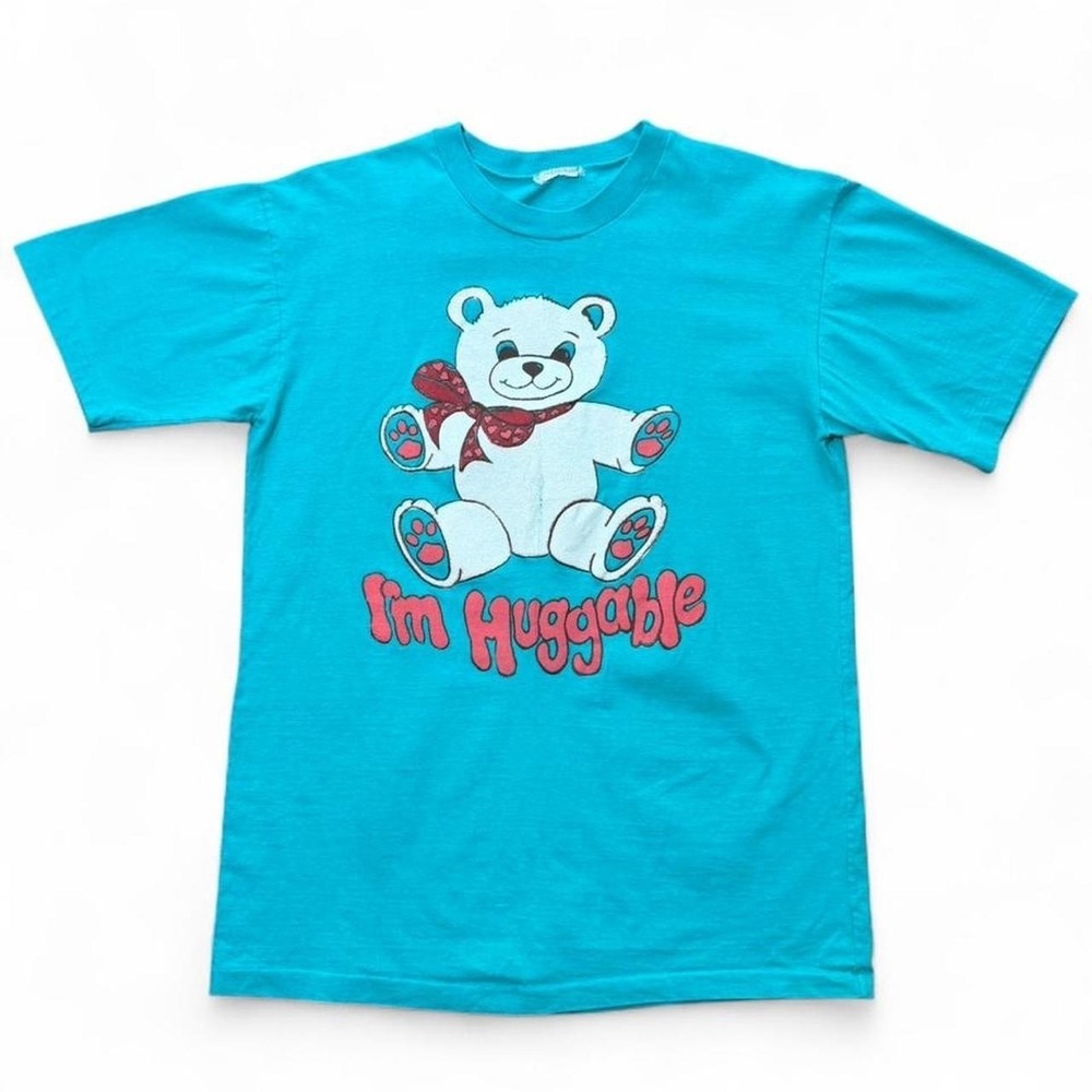 Vintage 90s Im Huggable Cute Teddy Bear Puff Print Retro Graphic T-shirt